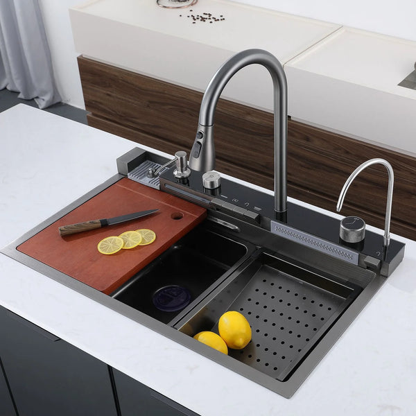 Homevon Smart Waterfall Kitchen Sink with Digital Display